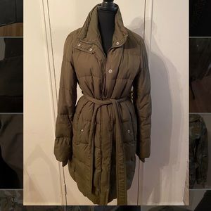 Olive Green MIDI Puffer Coat